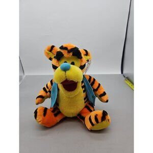 Vintage Tigger Plush Stuffed Animal 15" Toy Orange Stripes Yellow w/Vest Tag
